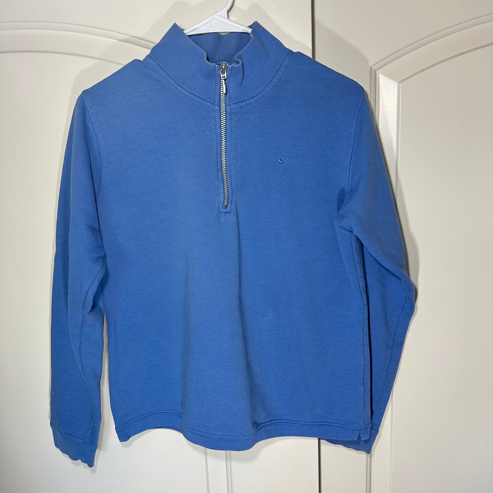 Nike Quarter Zip Sweatshirt Womens Medium Blue Fleece Pullover Vintage Y2K